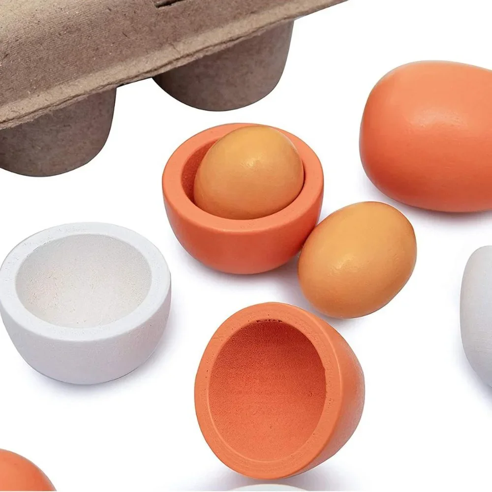 6PCS Wooden Egg Toy for Kids